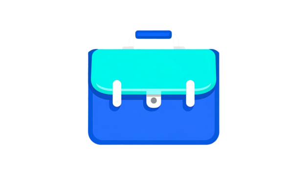 Stylized Blue Briefcase on Transparent Background - Business Accessory