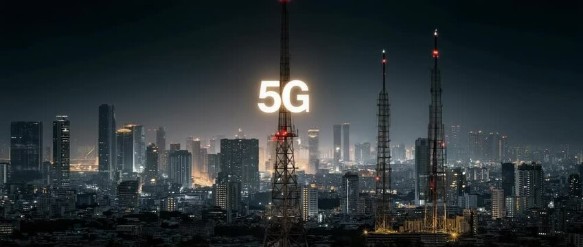 Global connectivity and the modernisation of the internet network in smart cities.  Future social media networking and 5G wireless digital connection concept