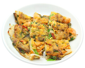 Korean Shrimp and Vegetable Pancake on Plate