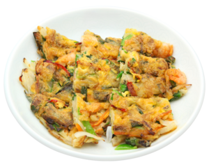 Korean Shrimp and Vegetable Pancake on Plate