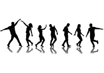 Obraz premium Silhouettes of dancers in motion isolated on transparent background