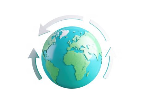 World Globe Rotating with Arrows Depicting Circular Motion