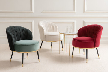 minimalist french interior featuring striking furniture pieces set against clean brightcolored background