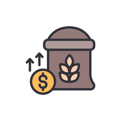 Rising Commodity Prices Depicting Sack Of Grain With Profit Increase