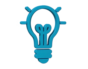 Light Bulb Icon in Blue on Transparent Background Symbolizing New Idea