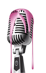 Fototapeta premium Retro Microphone Dripping with Viscous Pink Substance