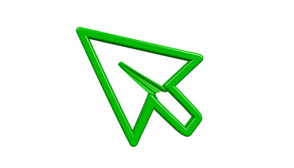 Green Cursor Arrow Pointing on Transparent Background