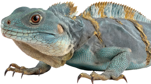 Captivating Iguana: A close-up shot of a striking iguana, its textured scales and captivating eye draw the viewer into a realm of reptilian wonder. Detailed and high quality