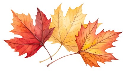 watercolor autumn leaves art composition hand
