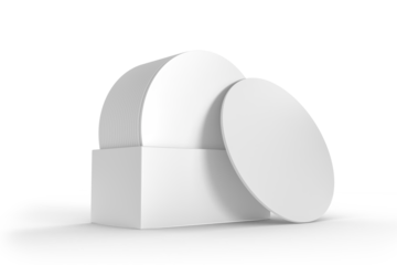 3D Round drink or beer coaster mockup with holder, isolated on background. Protection bierdeckel for beer glasses, bottle, can, cup holder. Empty bottle coaster lying template for beverage branding