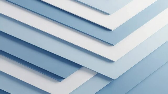 Blue and white background with rhombic lines and free space, A 3D render of an abstract composition of layered, light blue and white chevron shapes, 4k video