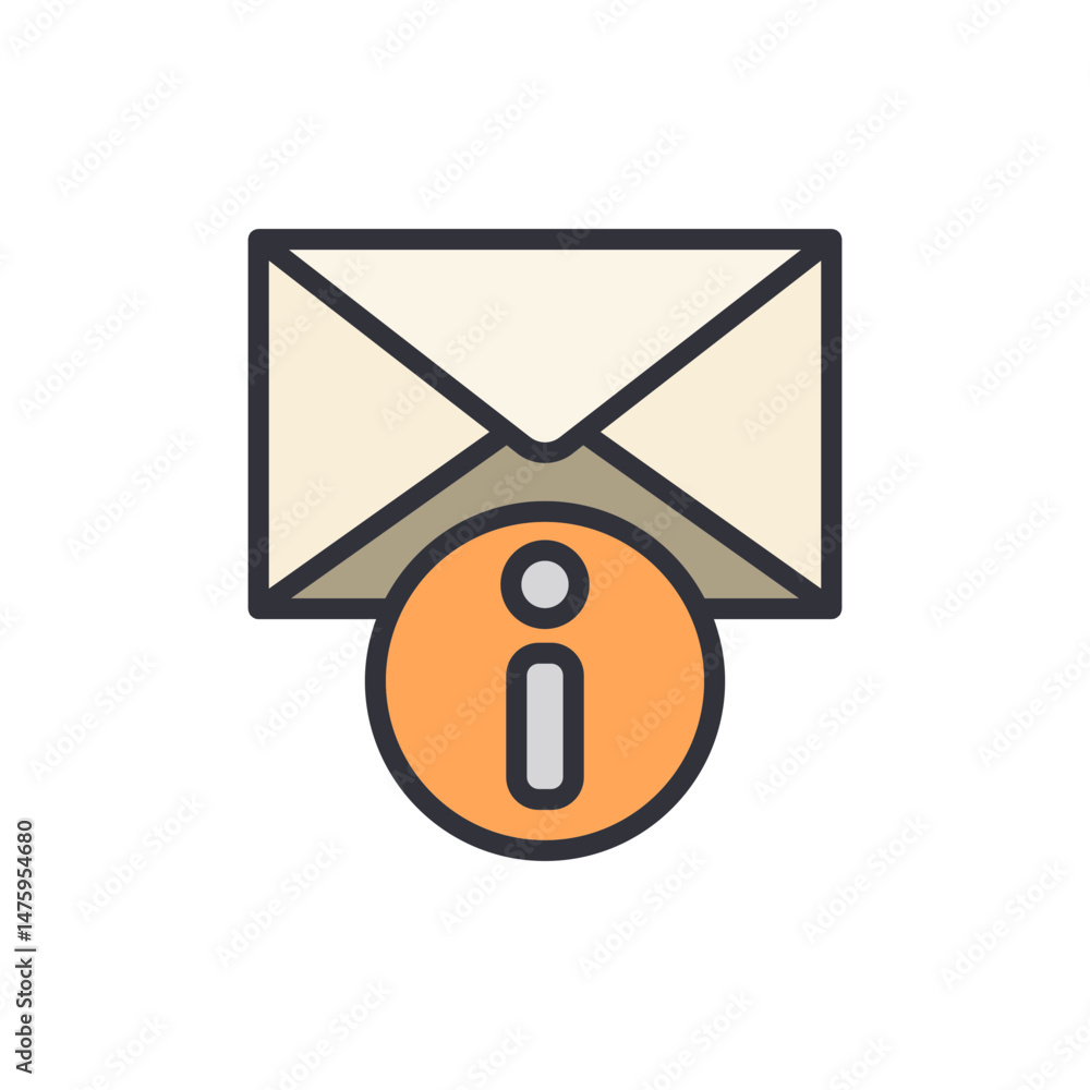 Poster alert about new email received in the inbox with information symbol