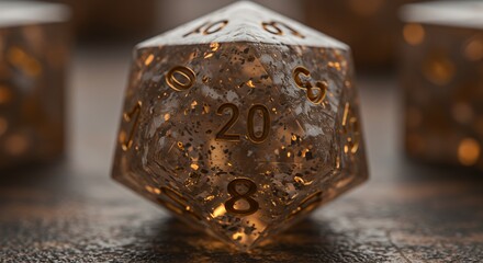 A Close-Up of a Sparkling Twenty-Sided Dice, Ready for a Roll