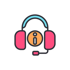Iconic Headphones With Information Sign For Helpdesk And Assistance