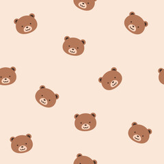 Fototapeta premium Seamless pattern of bear on pastel