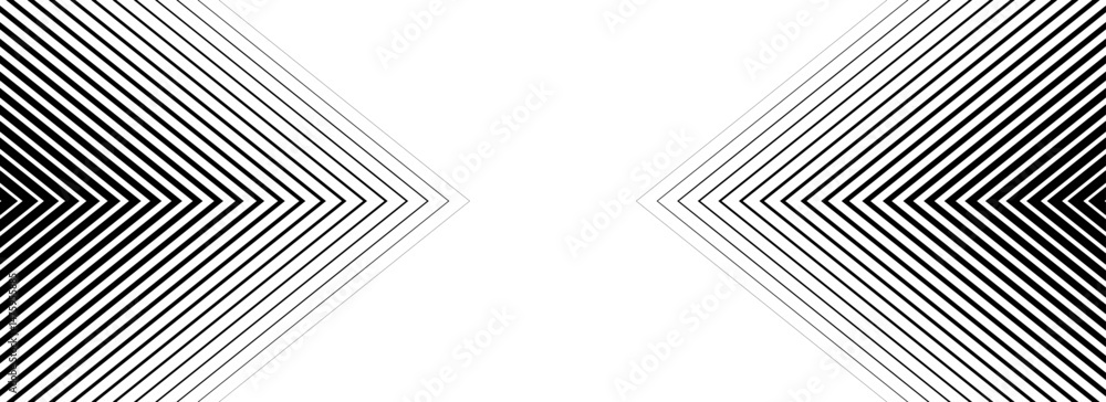 Poster Black halftone arrow background. Repeated fading triangle gradation pattern. Arrows pointing in center direction backdrop. Vector thin to thick speed line concept texture for poster, cover, banner