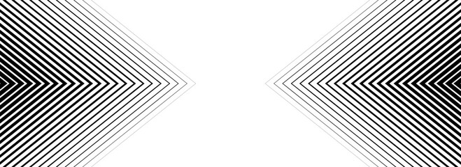 Black halftone arrow background. Repeated fading triangle gradation pattern. Arrows pointing in center direction backdrop. Vector thin to thick speed line concept texture for poster, cover, banner