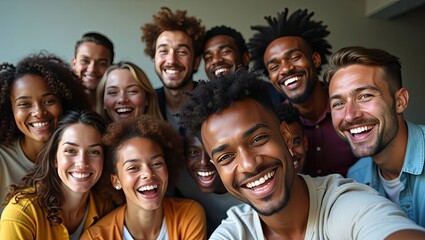 Diverse Group of Happy Friends Taking a Fun Selfie Together