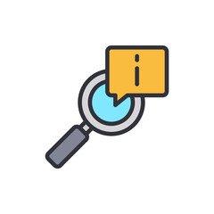Magnifying Glass Reveals Information With Chat Bubble Communication Icon