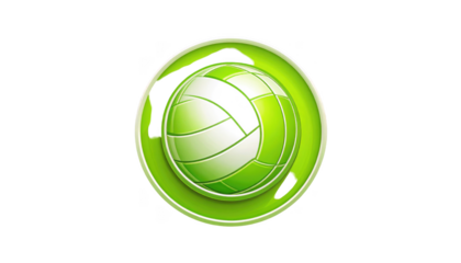 Volleyball Illustration in Green and White on Transparent Background