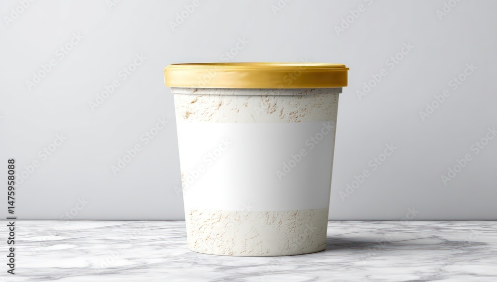 Poster mockup of an ice cream tub with blank area for you to insert your custom design and branding.
