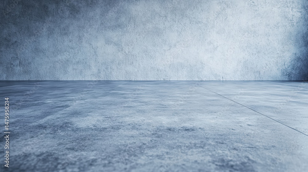 Poster expansive concrete floor meets grunge wall in minimalist room, creating backdrop ideal for product p