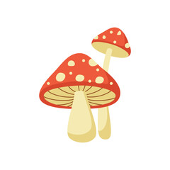 Simple Red and Beige Spotted Mushrooms Vector Illustration