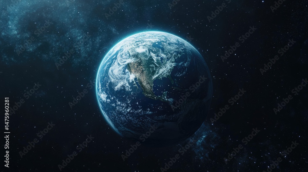 Wall mural celestial view of the planet earth in space.