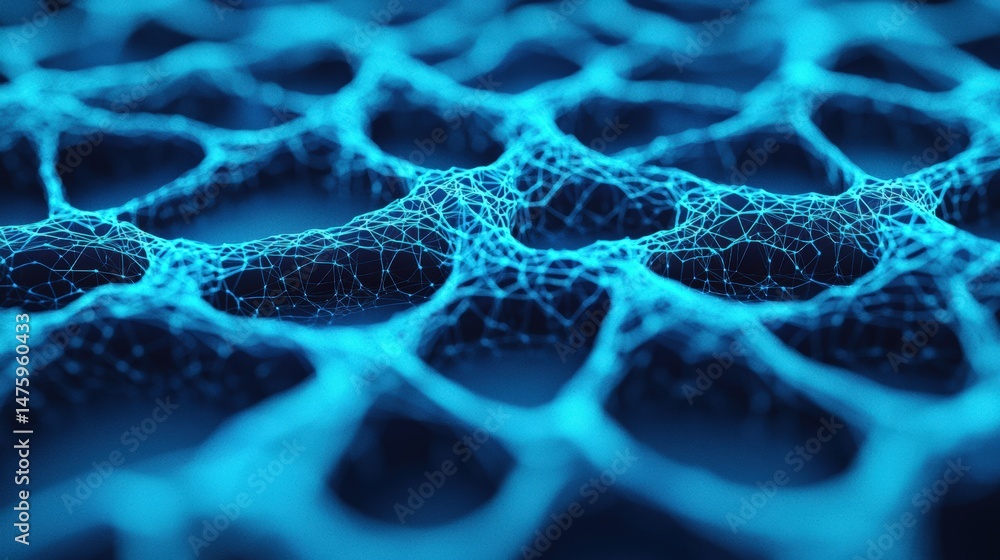 Leinwandbilder complex digital nodes interconnected with vibrant blue light effects, forming an abstract representa