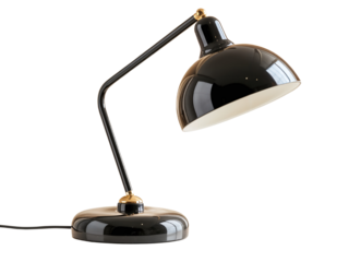 Elegant Black Desk Lamp with Glossy Finish on White Background