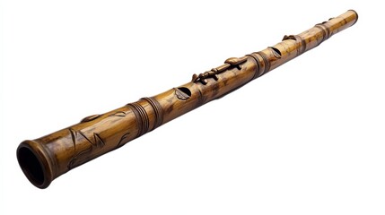 Detailed Bamboo Flute with Open Holes and Intricate Banded Texture Aesthetic
