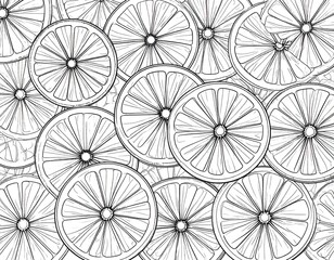 illustration of oranges fruit, black and white for coloring