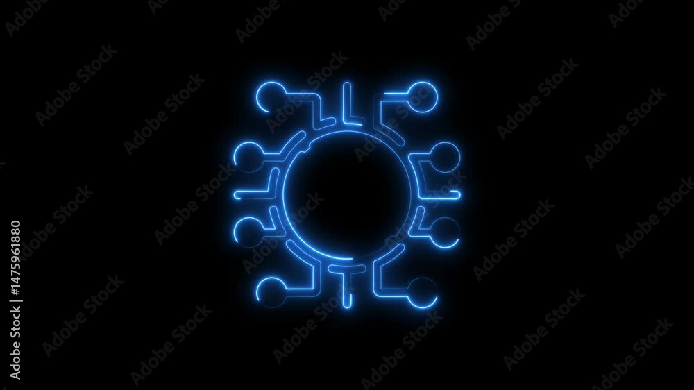 Poster illuminated blue circuitry design against a black background for tech and data concept