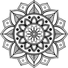 Intricate Black and White Mandala Design for Meditation and Mindfulness.