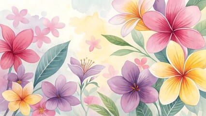 watercolor colorful flower pattern
