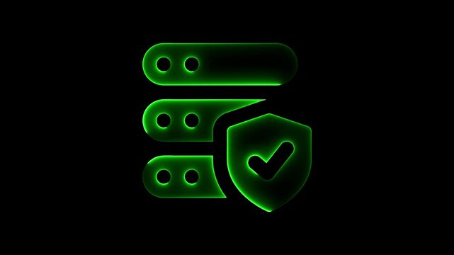 Secure server icon with shield and checkmark representing digital data protection