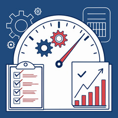 Business strategy visualization depicting efficiency and positive growth with elements of analytics