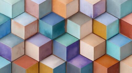 Obraz premium Colorful tiles as panorama background, 3d illustration