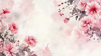 Chinese style ink wash flower painting