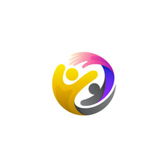 People care logo and circle design illustration, unity logos