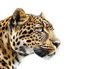 Obraz premium Majestic Leopard Portrait: Wild Cat Close-Up, Big Cat Profile, African Wildlife Photography