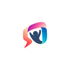 Chat logo and people design communication, 3d style design
