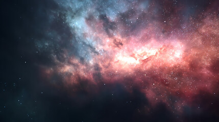 Stunning cosmic nebula with vibrant colors and sparkling stars in a vast galaxy background