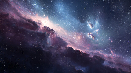 Fototapeta premium Stunning cosmic scene showcasing vibrant nebula colors and distant stars in deep space