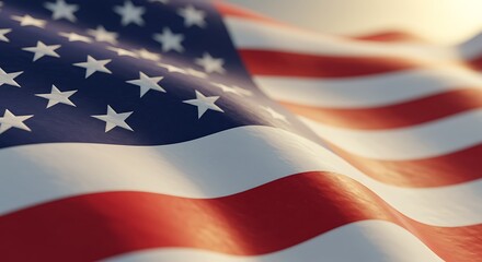 Waving Flag with Stripes and Stars Close Up