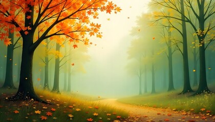 Fototapeta premium This organic abstract wallpaper captures the peaceful beauty of the fall season. Moss green, and dusty orange hues offer a cozy, rustic touch ideal for seasonal or boho-inspired