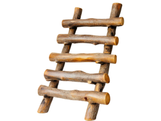 Small wooden ladder made of natural branches isolated