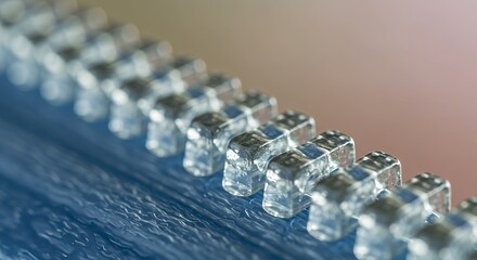 Close-up Macro Photography of a Zipper's Teeth, Crystal-Clear, Abstract Design, and Detailed Texture. High-Resolution Image, Focus on Elements, Textures, and Pattern.