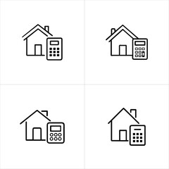 Mortgage Calculation House & Calculator icon set