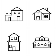 Two Story House icon set